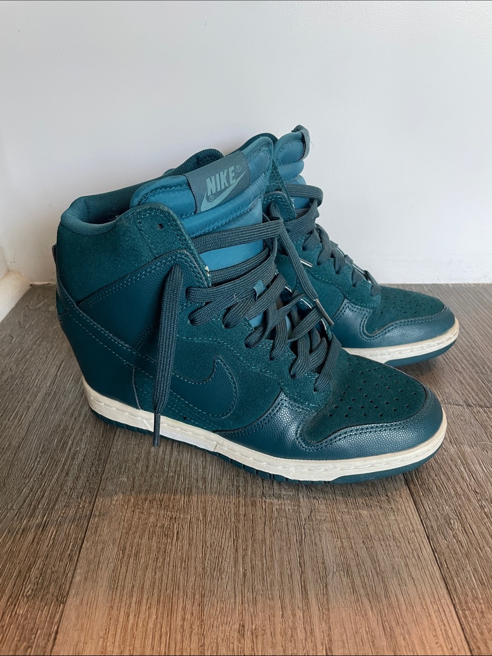 Nike Women’s Dunk Sky High Wedge Teal High-Top Sneakers